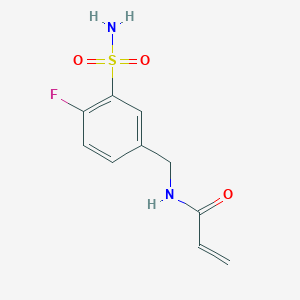 molecular formula C10H11FN2O3S B2454951 N-[(4-Fluoro-3-sulfamoylphenyl)methyl]prop-2-enamide CAS No. 2361655-88-9