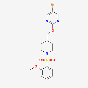 molecular formula C17H20BrN3O4S B2455005 5-Bromo-2-{[1-(2-methoxybenzenesulfonyl)piperidin-4-yl]methoxy}pyrimidine CAS No. 2379986-25-9