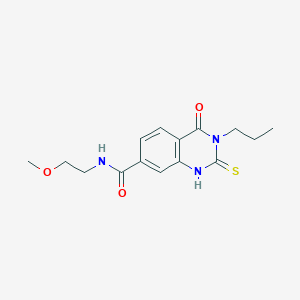 molecular formula C15H19N3O3S B2455073 N-(2-methoxyethyl)-4-oxo-3-propyl-2-sulfanylidene-1,2,3,4-tetrahydroquinazoline-7-carboxamide CAS No. 422527-50-2