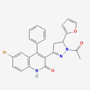 molecular formula C24H18BrN3O3 B2455147 3-(1-acetyl-5-(furan-2-yl)-4,5-dihydro-1H-pyrazol-3-yl)-6-bromo-4-phenylquinolin-2(1H)-one CAS No. 313371-19-6