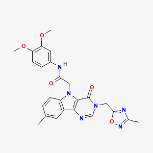 molecular formula C25H24N6O5 B2455164 N-(3,4-dimethoxyphenyl)-2-{8-methyl-3-[(3-methyl-1,2,4-oxadiazol-5-yl)methyl]-4-oxo-3H,4H,5H-pyrimido[5,4-b]indol-5-yl}acetamide CAS No. 1111975-41-7