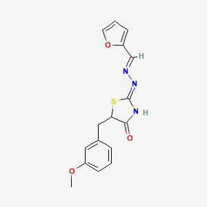 (Z)-2-((E)-(furan-2-ylmethylene)hydrazono)-5-(3-methoxybenzyl)thiazolidin-4-one