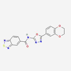 molecular formula C17H11N5O4S B2455167 N-[5-(2,3-dihydro-1,4-benzodioxin-6-yl)-1,3,4-oxadiazol-2-yl]-2,1,3-benzothiadiazole-5-carboxamide CAS No. 1203245-47-9