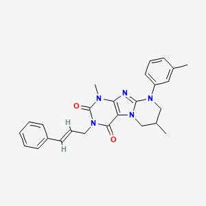 3-cinnamyl-1,7-dimethyl-9-(m-tolyl)-6,7,8,9-tetrahydropyrimido[2,1-f]purine-2,4(1H,3H)-dione