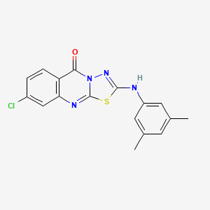 molecular formula C17H13ClN4OS B2455176 8-chloro-2-[(3,5-dimethylphenyl)amino]-5H-[1,3,4]thiadiazolo[2,3-b]quinazolin-5-one CAS No. 1286942-51-5