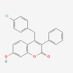 4-[(4-Chlorophenyl)methyl]-7-hydroxy-3-phenylchromen-2-one