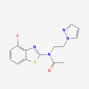 molecular formula C14H13FN4OS B2455210 N-(2-(1H-pyrazol-1-yl)ethyl)-N-(4-fluorobenzo[d]thiazol-2-yl)acetamide CAS No. 1172877-91-6