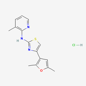 molecular formula C15H16ClN3OS B2455230 4-(2,5-dimethylfuran-3-yl)-N-(3-methylpyridin-2-yl)thiazol-2-amine hydrochloride CAS No. 2034433-16-2