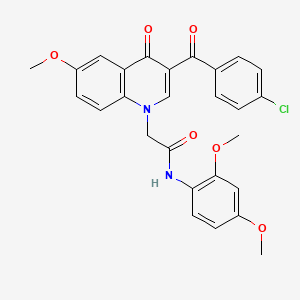 molecular formula C27H23ClN2O6 B2455232 2-[3-(4-chlorobenzoyl)-6-methoxy-4-oxo-1,4-dihydroquinolin-1-yl]-N-(2,4-dimethoxyphenyl)acetamide CAS No. 866342-98-5