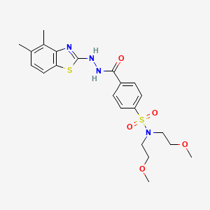 molecular formula C22H28N4O5S2 B2455237 4-(2-(4,5-dimethylbenzo[d]thiazol-2-yl)hydrazinecarbonyl)-N,N-bis(2-methoxyethyl)benzenesulfonamide CAS No. 851980-70-6