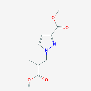 molecular formula C9H12N2O4 B2455248 3-[3-(methoxycarbonyl)-1H-pyrazol-1-yl]-2-methylpropanoic acid CAS No. 1856094-21-7