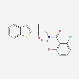 molecular formula C18H15ClFNO2S B2455264 N-[2-(1-benzothiophen-2-yl)-2-hydroxypropyl]-2-chloro-6-fluorobenzamide CAS No. 2034547-49-2