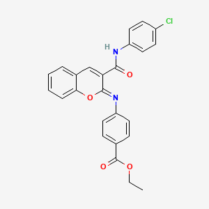 ethyl 4-({(2Z)-3-[(4-chlorophenyl)carbamoyl]-2H-chromen-2-ylidene}amino)benzoate