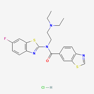 molecular formula C21H22ClFN4OS2 B2455287 N-(2-(diethylamino)ethyl)-N-(6-fluorobenzo[d]thiazol-2-yl)benzo[d]thiazole-6-carboxamide hydrochloride CAS No. 1322256-82-5