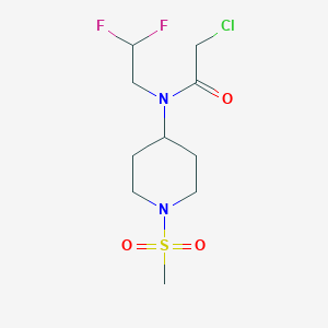 molecular formula C10H17ClF2N2O3S B2455290 2-Chloro-N-(2,2-difluoroethyl)-N-(1-methylsulfonylpiperidin-4-yl)acetamide CAS No. 2411305-13-8