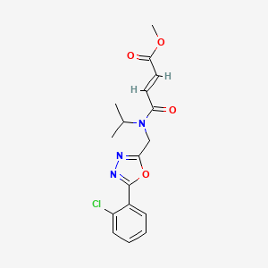 Methyl (E)-4-[[5-(2-chlorophenyl)-1,3,4-oxadiazol-2-yl]methyl-propan-2-ylamino]-4-oxobut-2-enoate