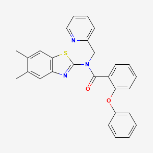 molecular formula C28H23N3O2S B2455300 N-(5,6-dimethylbenzo[d]thiazol-2-yl)-2-phenoxy-N-(pyridin-2-ylmethyl)benzamide CAS No. 922938-50-9