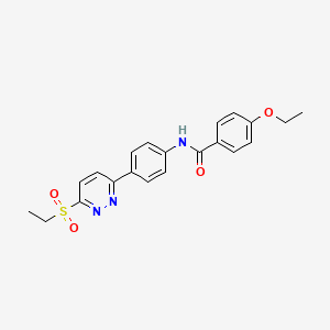 molecular formula C21H21N3O4S B2455301 N-{4-[6-(ethanesulfonyl)pyridazin-3-yl]phenyl}-4-ethoxybenzamide CAS No. 1005294-75-6