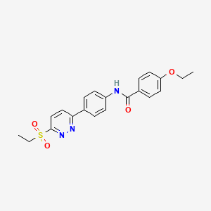 molecular formula C21H21N3O4S B2455301 4-ethoxy-N-(4-(6-(ethylsulfonyl)pyridazin-3-yl)phenyl)benzamide CAS No. 1005294-75-6