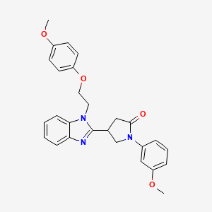 molecular formula C27H27N3O4 B2455304 4-{1-[2-(4-methoxyphenoxy)ethyl]-1H-benzimidazol-2-yl}-1-(3-methoxyphenyl)pyrrolidin-2-one CAS No. 912898-13-6