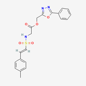 (5-phenyl-1,3,4-oxadiazol-2-yl)methyl 2-[[(E)-2-(4-methylphenyl)ethenyl]sulfonylamino]acetate