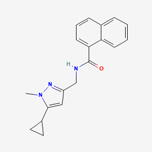 molecular formula C19H19N3O B2455340 N-((5-cyclopropyl-1-methyl-1H-pyrazol-3-yl)methyl)-1-naphthamide CAS No. 1448137-67-4