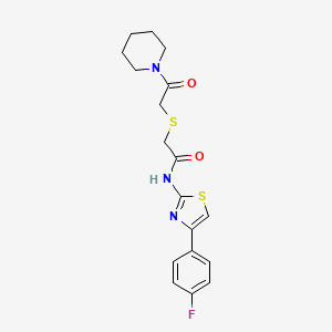 molecular formula C18H20FN3O2S2 B2455353 N-(4-(4-fluorophenyl)thiazol-2-yl)-2-((2-oxo-2-(piperidin-1-yl)ethyl)thio)acetamide CAS No. 681222-89-9