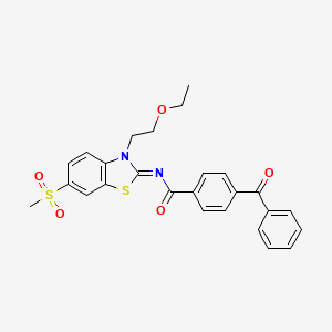 molecular formula C26H24N2O5S2 B2455375 (Z)-4-benzoyl-N-(3-(2-ethoxyethyl)-6-(methylsulfonyl)benzo[d]thiazol-2(3H)-ylidene)benzamide CAS No. 865173-67-7