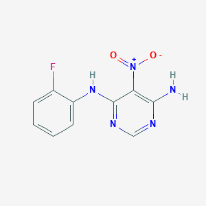 molecular formula C10H8FN5O2 B2455384 N-(2-Fluoro-phenyl)-5-nitro-pyrimidine-4,6-diamine CAS No. 326008-14-4