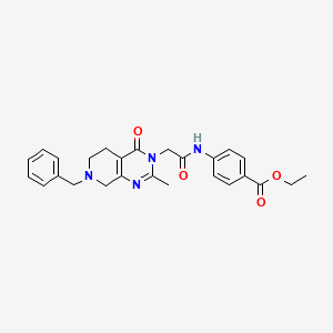 molecular formula C26H28N4O4 B2455389 ethyl 4-(2-{7-benzyl-2-methyl-4-oxo-3H,4H,5H,6H,7H,8H-pyrido[3,4-d]pyrimidin-3-yl}acetamido)benzoate CAS No. 1190003-69-0