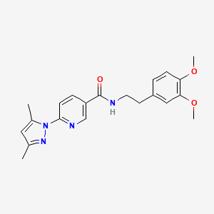 molecular formula C21H24N4O3 B2455400 N-(3,4-dimethoxyphenethyl)-6-(3,5-dimethyl-1H-pyrazol-1-yl)nicotinamide CAS No. 1251691-59-4