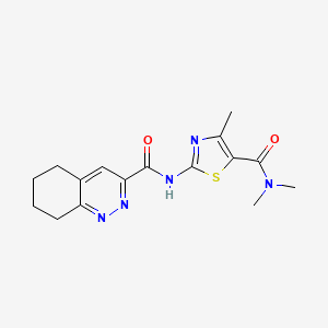 molecular formula C16H19N5O2S B2455412 N-[5-(dimethylcarbamoyl)-4-methyl-1,3-thiazol-2-yl]-5,6,7,8-tetrahydrocinnoline-3-carboxamide CAS No. 2415522-60-8
