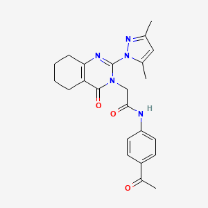 molecular formula C23H25N5O3 B2455443 N-(4-acetylphenyl)-2-(2-(3,5-dimethyl-1H-pyrazol-1-yl)-4-oxo-5,6,7,8-tetrahydroquinazolin-3(4H)-yl)acetamide CAS No. 1006859-47-7