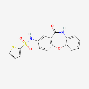 molecular formula C17H12N2O4S2 B2455445 N-(11-oxo-10,11-dihydrodibenzo[b,f][1,4]oxazepin-2-yl)thiophene-2-sulfonamide CAS No. 922011-23-2