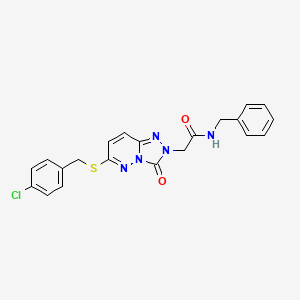 molecular formula C21H18ClN5O2S B2455456 N-benzyl-2-(6-{[(4-chlorophenyl)methyl]sulfanyl}-3-oxo-2H,3H-[1,2,4]triazolo[4,3-b]pyridazin-2-yl)acetamide CAS No. 1040644-11-8