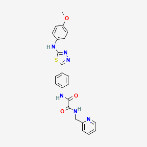 molecular formula C23H20N6O3S B2455460 N1-(4-(5-((4-methoxyphenyl)amino)-1,3,4-thiadiazol-2-yl)phenyl)-N2-(pyridin-2-ylmethyl)oxalamide CAS No. 1021023-68-6