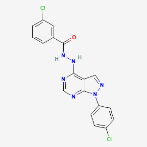 3-chloro-N'-[1-(4-chlorophenyl)pyrazolo[3,4-d]pyrimidin-4-yl]benzohydrazide