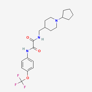 molecular formula C20H26F3N3O3 B2455571 N-[(1-cyclopentylpiperidin-4-yl)methyl]-N'-[4-(trifluoromethoxy)phenyl]ethanediamide CAS No. 952976-54-4