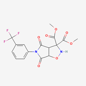 molecular formula C16H13F3N2O7 B2455619 dimethyl 4,6-dioxo-5-[3-(trifluoromethyl)phenyl]tetrahydro-2H-pyrrolo[3,4-d]isoxazole-3,3(3aH)-dicarboxylate CAS No. 338420-24-9