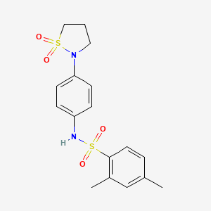 molecular formula C17H20N2O4S2 B2455635 N-(4-(1,1-dioxidoisothiazolidin-2-yl)phenyl)-2,4-dimethylbenzenesulfonamide CAS No. 950013-35-1