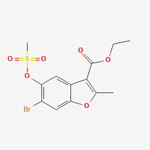 molecular formula C13H13BrO6S B2455676 Ethyl 6-bromo-5-(methanesulfonyloxy)-2-methyl-1-benzofuran-3-carboxylate CAS No. 308295-32-1