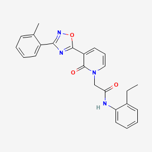 molecular formula C24H22N4O3 B2455678 N-(2-ethylphenyl)-2-{3-[3-(2-methylphenyl)-1,2,4-oxadiazol-5-yl]-2-oxo-1,2-dihydropyridin-1-yl}acetamide CAS No. 1251628-97-3