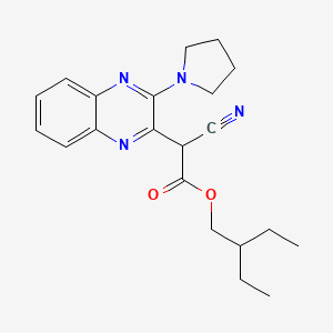molecular formula C21H26N4O2 B2455780 2-Ethylbutyl 2-cyano-2-(3-(pyrrolidin-1-yl)quinoxalin-2-yl)acetate CAS No. 573932-27-1
