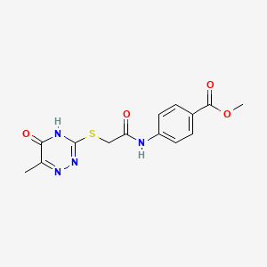 molecular formula C14H14N4O4S B2455789 Methyl 4-({[(6-methyl-5-oxo-2,5-dihydro-1,2,4-triazin-3-yl)sulfanyl]acetyl}amino)benzoate CAS No. 325995-01-5