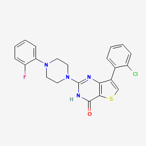 molecular formula C22H18ClFN4OS B2455792 7-(2-chlorophenyl)-2-[4-(2-fluorophenyl)piperazin-1-yl]-3H,4H-thieno[3,2-d]pyrimidin-4-one CAS No. 1243104-77-9