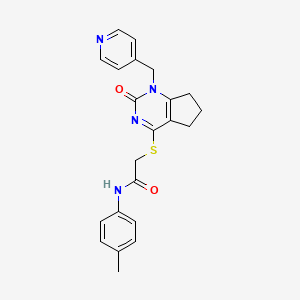 molecular formula C22H22N4O2S B2455793 N-(4-methylphenyl)-2-({2-oxo-1-[(pyridin-4-yl)methyl]-1H,2H,5H,6H,7H-cyclopenta[d]pyrimidin-4-yl}sulfanyl)acetamide CAS No. 946271-25-6