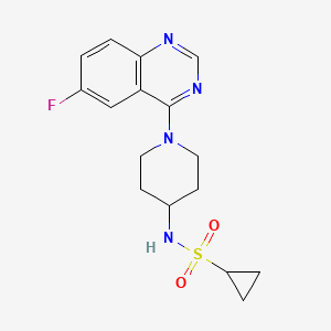 molecular formula C16H19FN4O2S B2455795 N-[1-(6-Fluoroquinazolin-4-yl)piperidin-4-yl]cyclopropanesulfonamide CAS No. 2415601-75-9