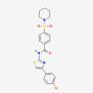 molecular formula C21H20BrN3O3S2 B2455847 N-(4-(4-bromophenyl)thiazol-2-yl)-4-(piperidin-1-ylsulfonyl)benzamide CAS No. 325977-65-9