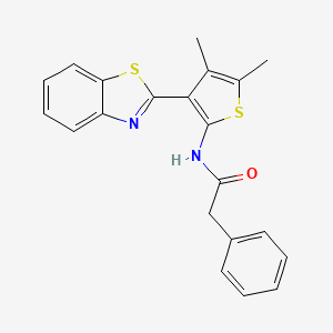 molecular formula C21H18N2OS2 B2455864 N-[3-(1,3-benzothiazol-2-yl)-4,5-dimethylthiophen-2-yl]-2-phenylacetamide CAS No. 886960-39-0