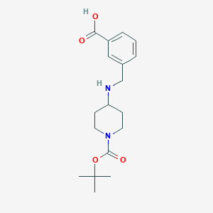 molecular formula C18H26N2O4 B2455878 3-(((1-(tert-Butoxycarbonyl)piperidin-4-yl)amino)methyl)benzoic acid CAS No. 1286273-34-4